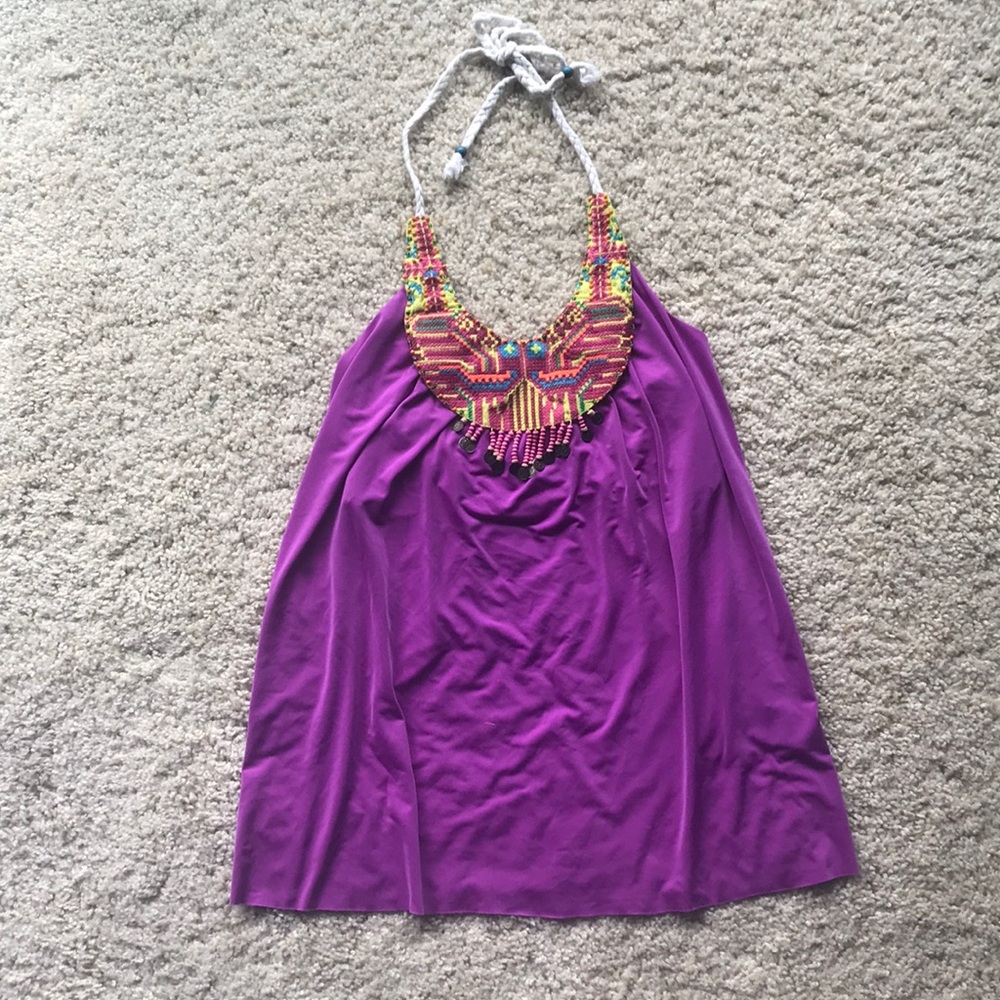 Rampage xs- purple azteca-inspired halter top.